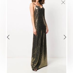 NWT GUCCI Square-G Buckle Metallic Dot Jersey Gown Size S $6,000